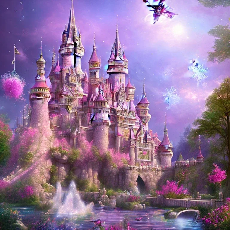 castle pink Magic dream world papillons