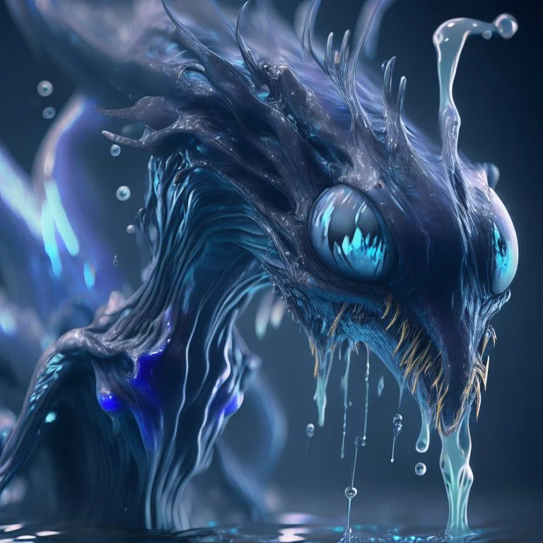 fluid ink alien creature, unreal engine 5, 8k resolution, photorealistic, ultra detailed