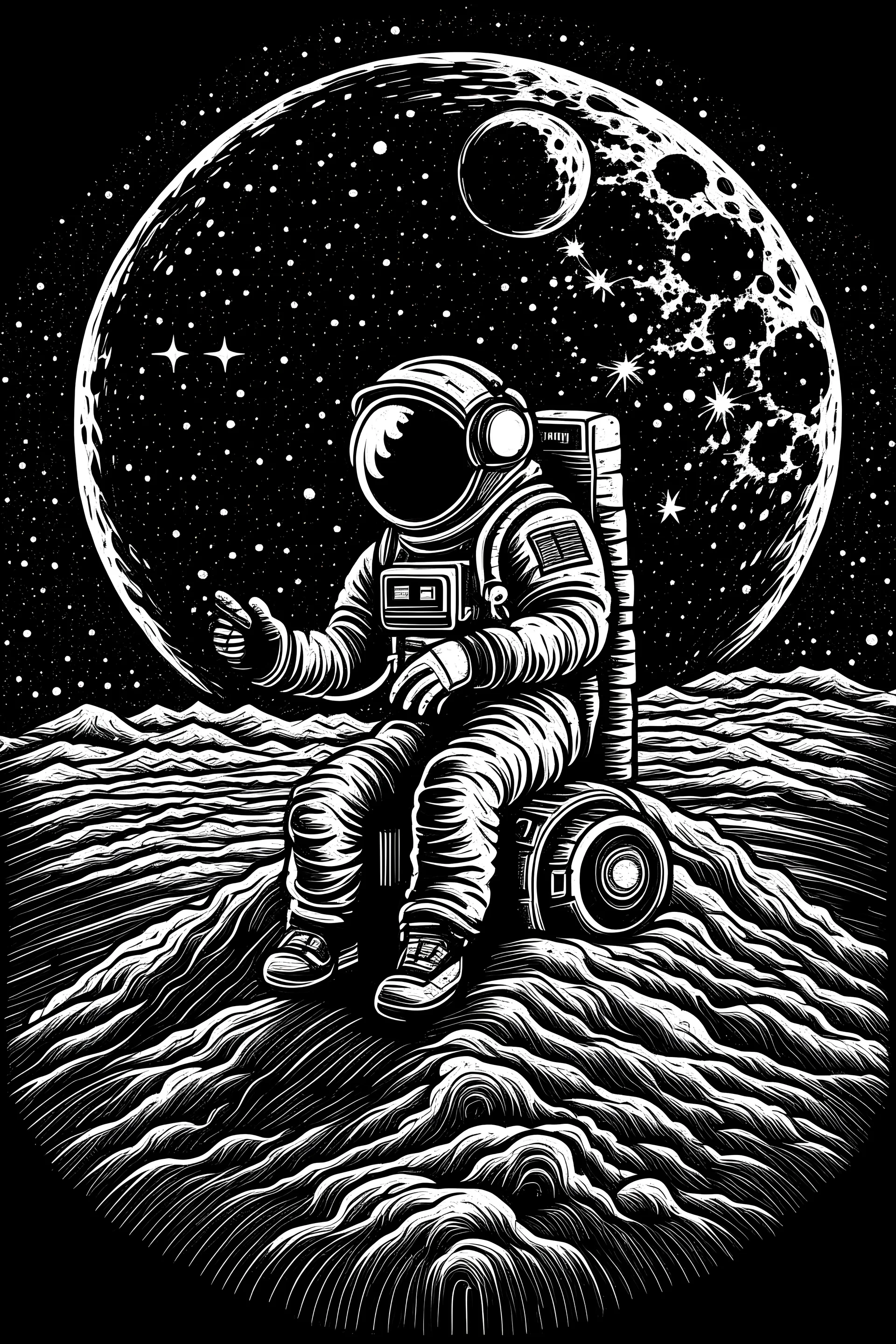 techno rave on the moon