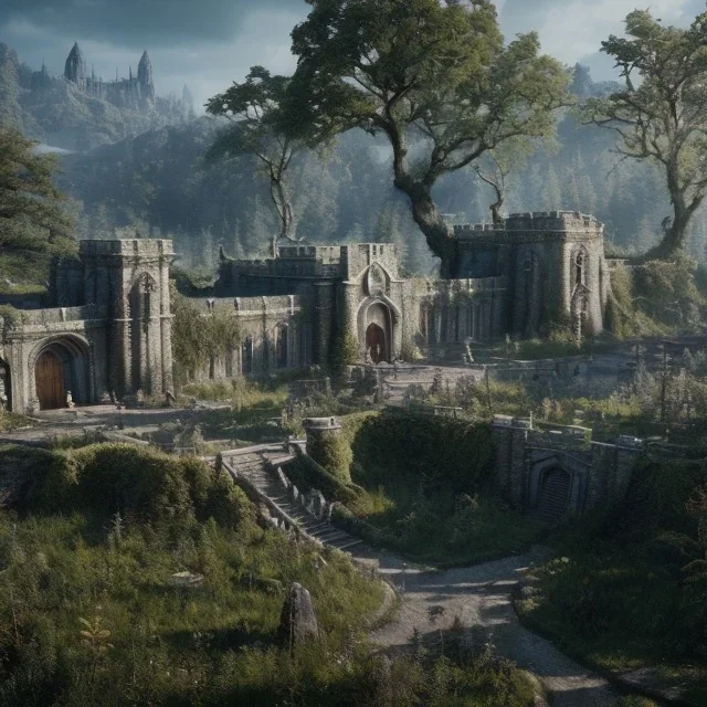 Large kingdom, forest, fantasy realm, LOTR, realistic landscape, unreal engine like