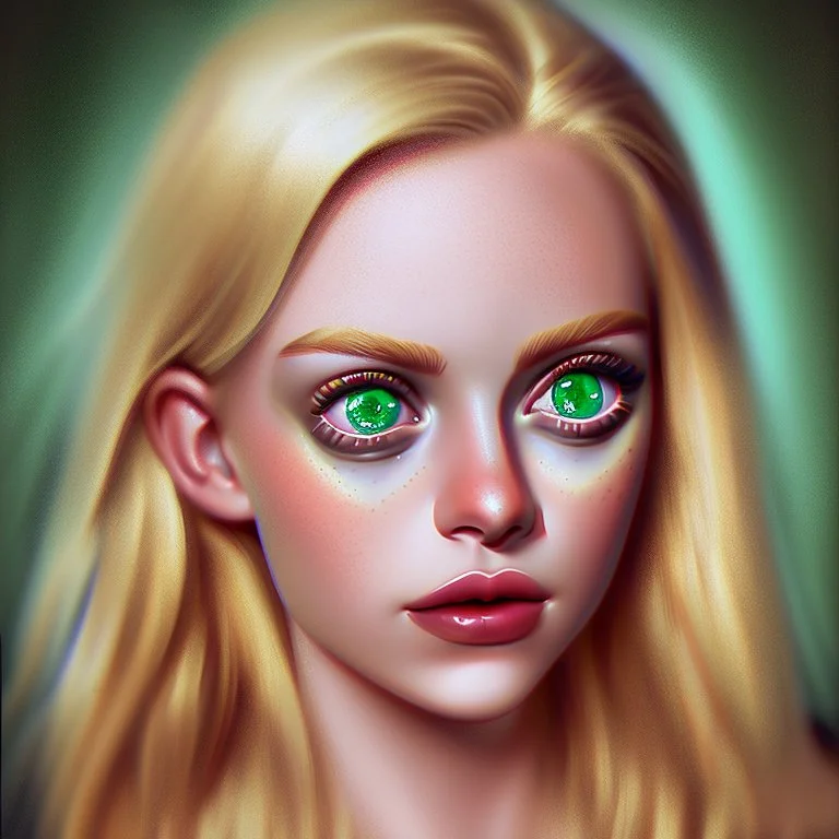 Portrait of beautiful blonde woman with green eyes