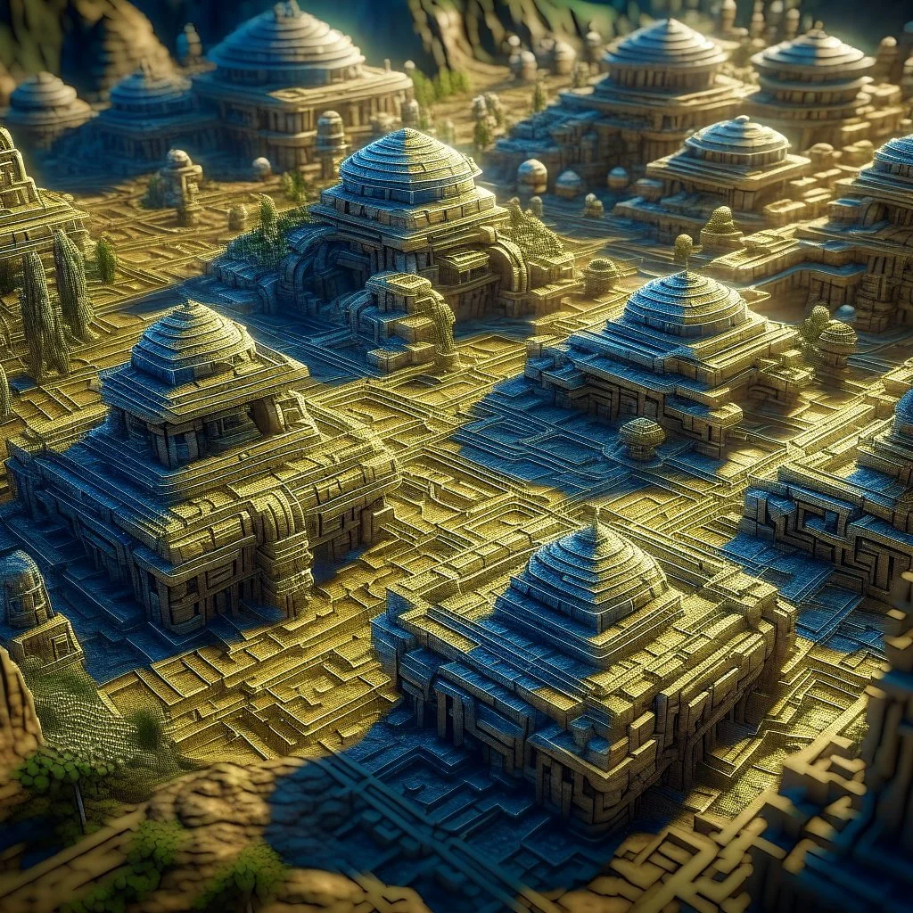 ancient alien city, isometric labyrinth, shot on Hasselblad h6d-400c, zeiss prime lens, bokeh like f/0.8, tilt-shift lens 8k, high detail, smooth render, down-light, unreal engine, prize winning