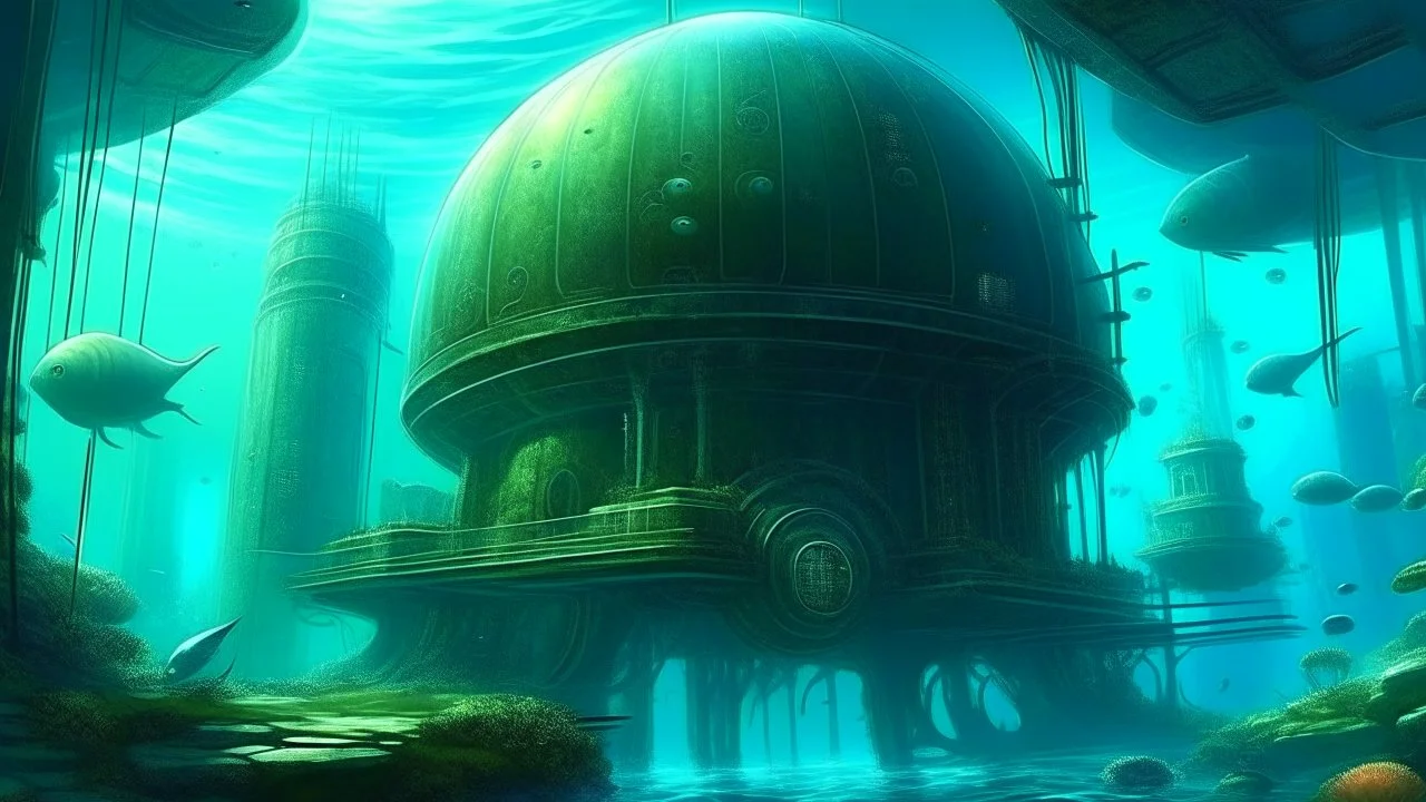 Underwater City A domed city beneath the ocean, guarded by mechanical sea creatures. Its inhabitants live in harmony with the sea, researching mysterious underwater phenomena