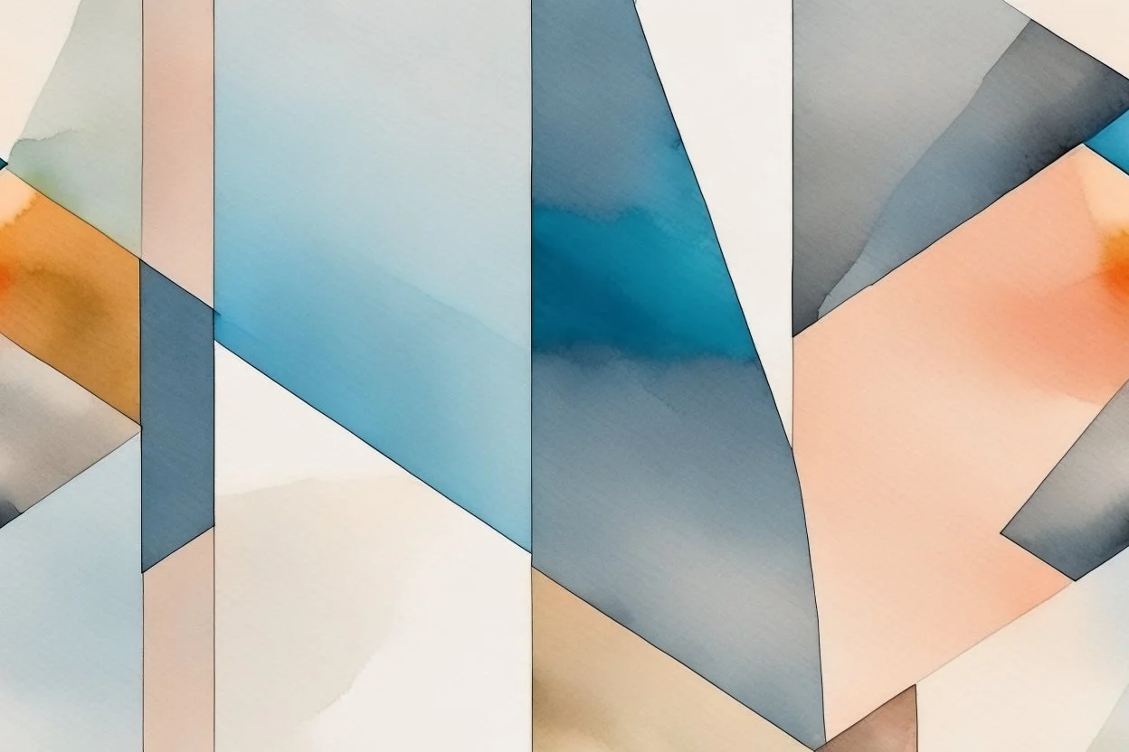 abstract minimalist geometric watercolour on rough textured bumpy plaster wall