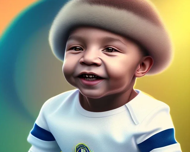 Kylian Mbappé as a baby, baby face portrait, smile, 8k resolution