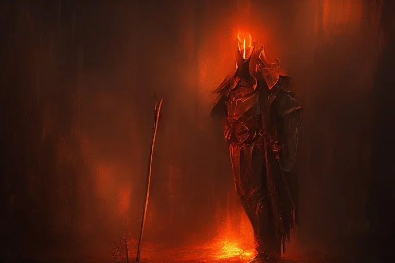 Church executioner, Fire theme art, Dark moody night atmosphere, 8K, high body details, anatomically perfect bod