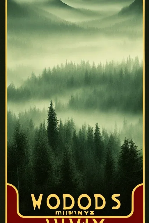 Twin Peaks movie poster, woods, mist, mountain