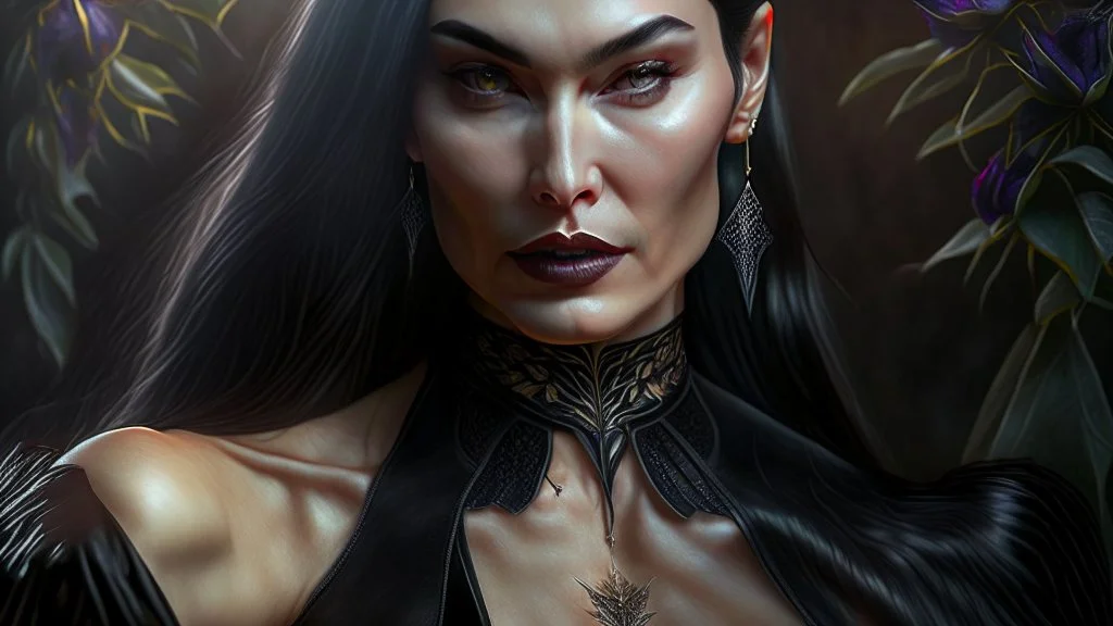 Stunningly gorgeous femme fatale as mortiça addams, full body portrait, perfect face, beautiful eyes, black dress, ring light, Black lipstick, hyper realist, hyper detailed, intricated, realistic shading, unreal engine, octane, final fantasy, karol bak, greg rutkowski, rossdraws, artgerm, wlop, vallejo