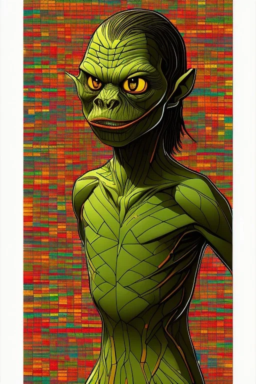 smeagol in Kente, cinematic, ghana colours, african pattern, engraved, high detail