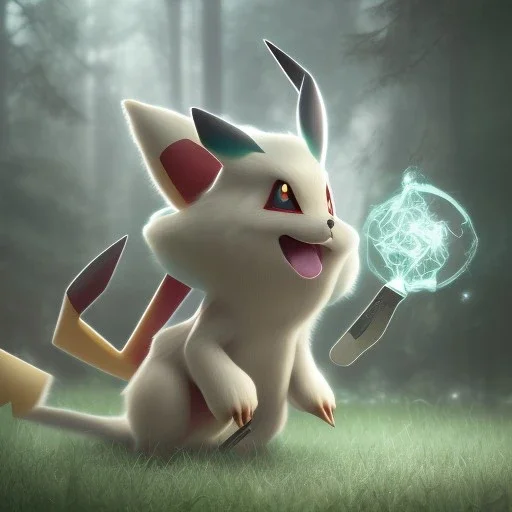 Mystery pokemon,Ambiance dramatique, hyperrealisme, 8k, high quality, lot of details, fit within portrait