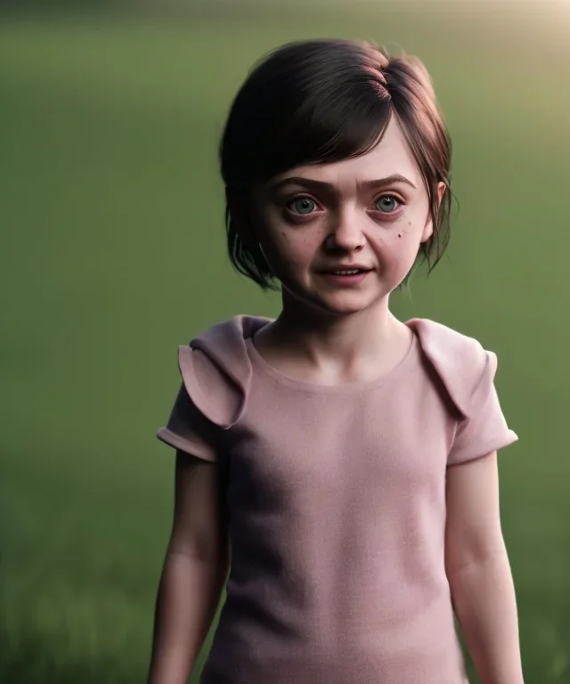 Arya stark toddler, full body, soft skin, dramatic lighting, hyper realistic