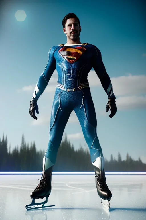 A photo taken from the ice skating show "Zack Snyders Justice League", <character or scene>, ice skates, cinematic lighting --v 4 --q 2