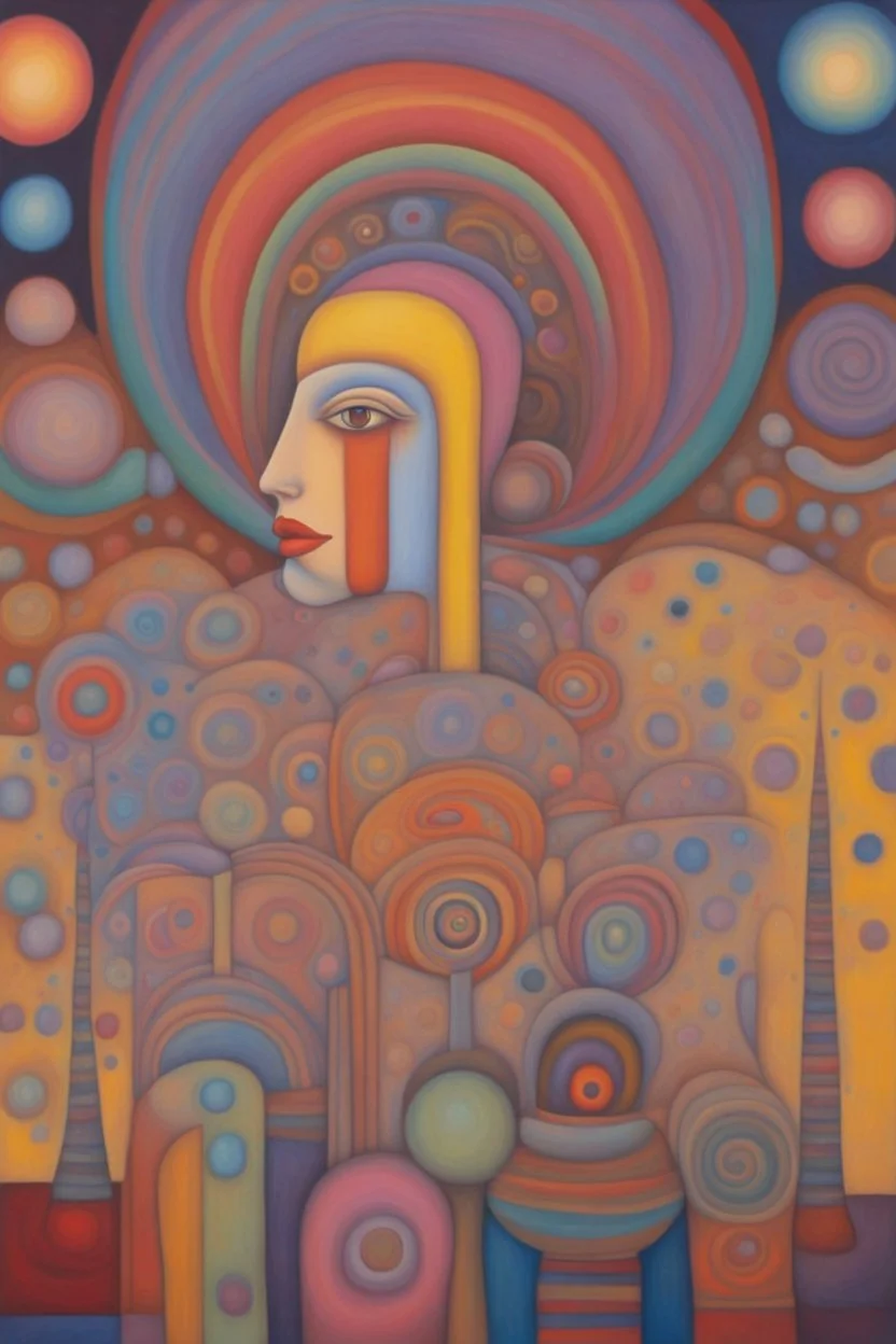 Every mind contains the whole universe; Neo-Figurative Art; fabulously detailed; Transcendent; Hundertwasser; Alan Kenny; beautiful glittery pastels