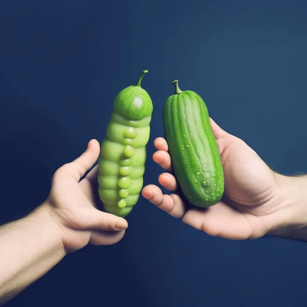 One hand gives the other a pickle