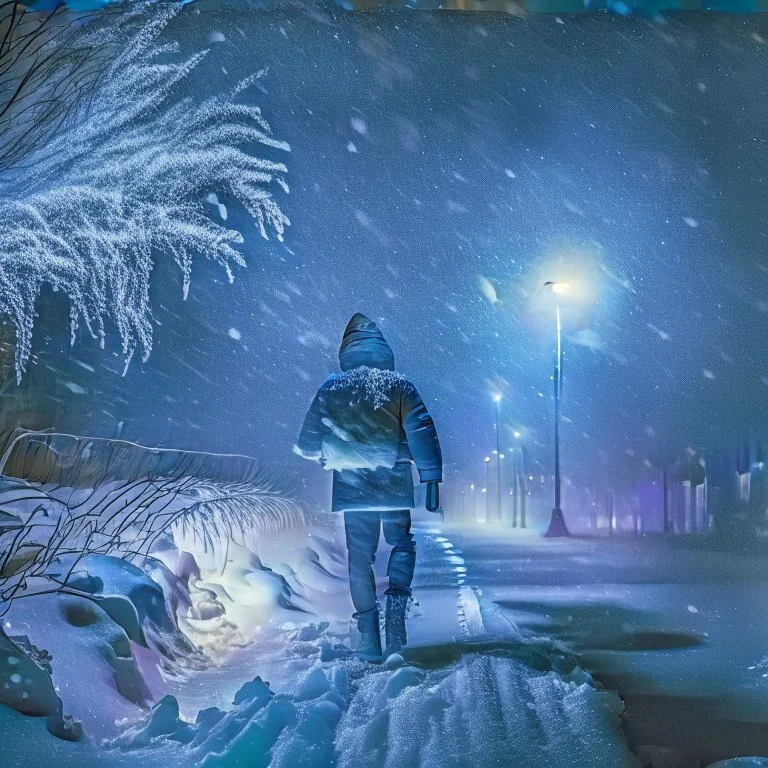 breath in icy weather at night