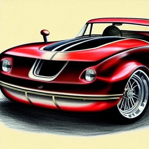 fullbody Drawing of Vintage classic style concept Race Car, retro design study, classic steel wheels, toned colors, art by cheryl kelley,16k