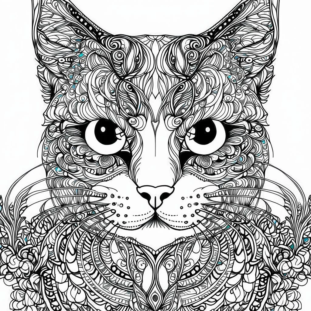 cat, realistic, Animal, mandala, coloring book, clean line art, wildlife-inspired, kid style, happy expressions, –no sketch, color, –ar 3:4, white background, minimalistic black lines, 8k, minimal black color, low black colors, coloring page, use pure black and white colors, avoid thick black colors, thin black line art, avoid colors, perfect shape, perfect clear lines, clear edges, fill edges, exact perfect edges, not use black colors,