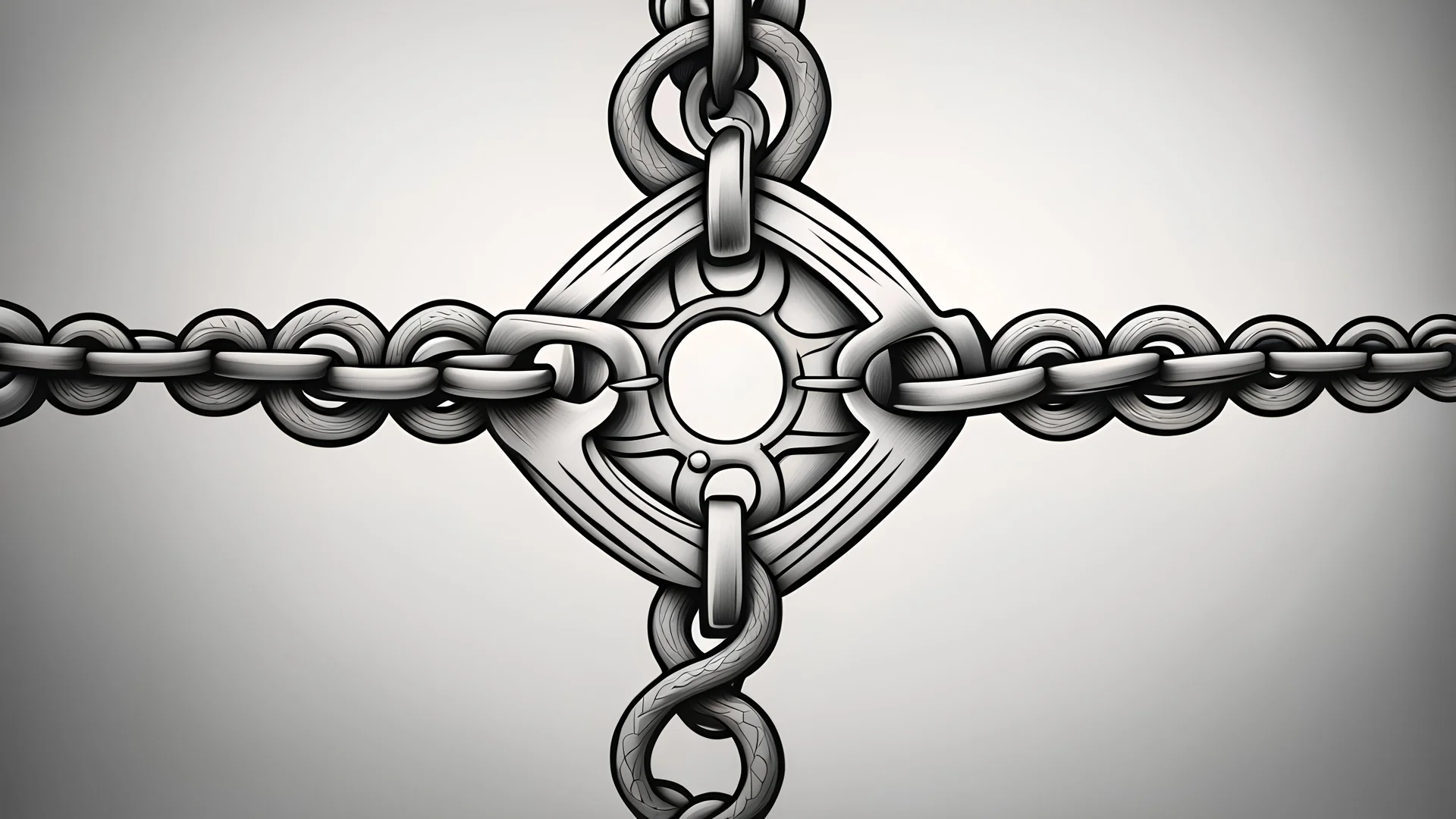 chain, tattoo, drawing, in straight lines