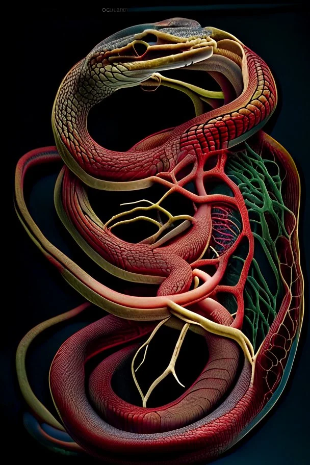 The vascular system of a snake