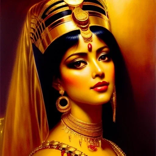 Drawing of beautiful face,busty 'cleopatra',sweet stare,throne,hieroglyphics,balanciaga fashion clothe painting by gaston bussiere, greg rutkowski, yoji shinkawa, yoshitaka amano, tsutomu nihei, donato giancola, tim hildebrandt, oil on canvas, cinematic composition, extreme detail,fit full head inside picture,16k