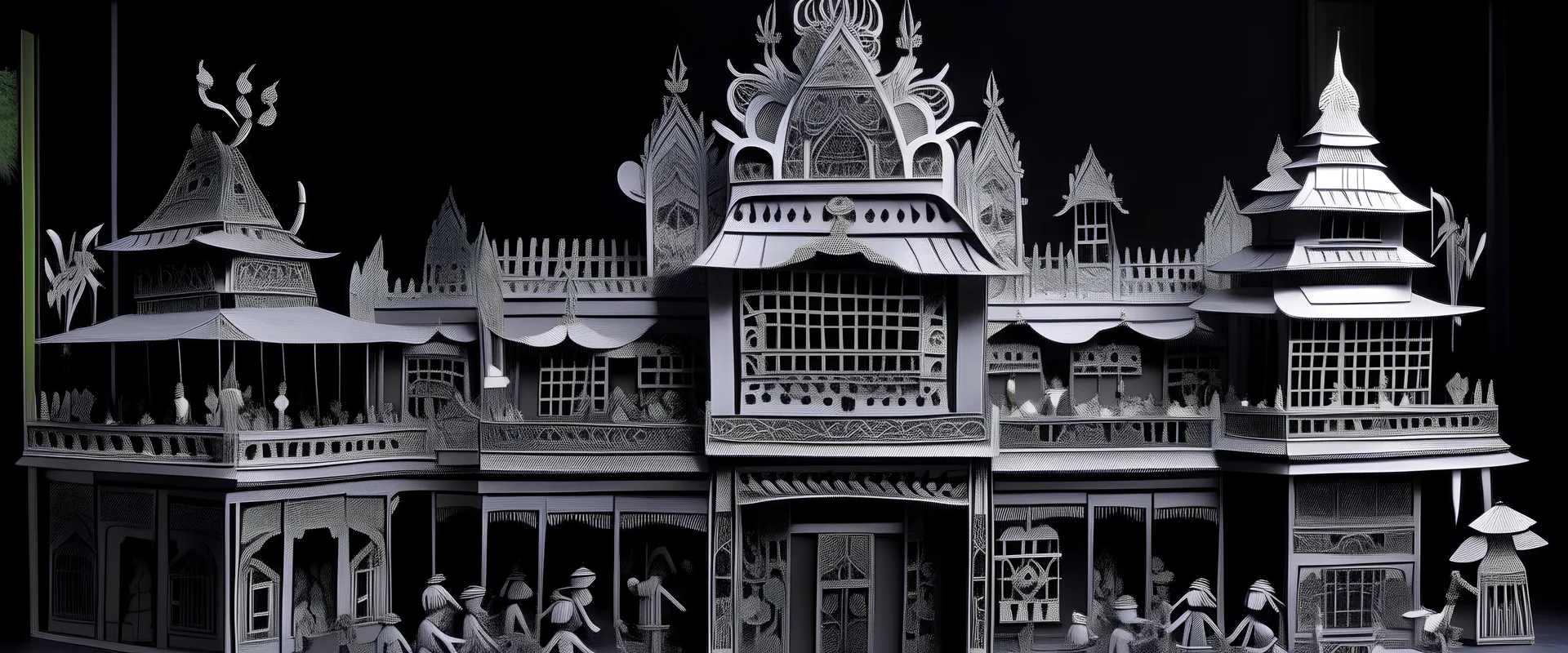 A gray ferro factory designed in Javanese shadow puppets