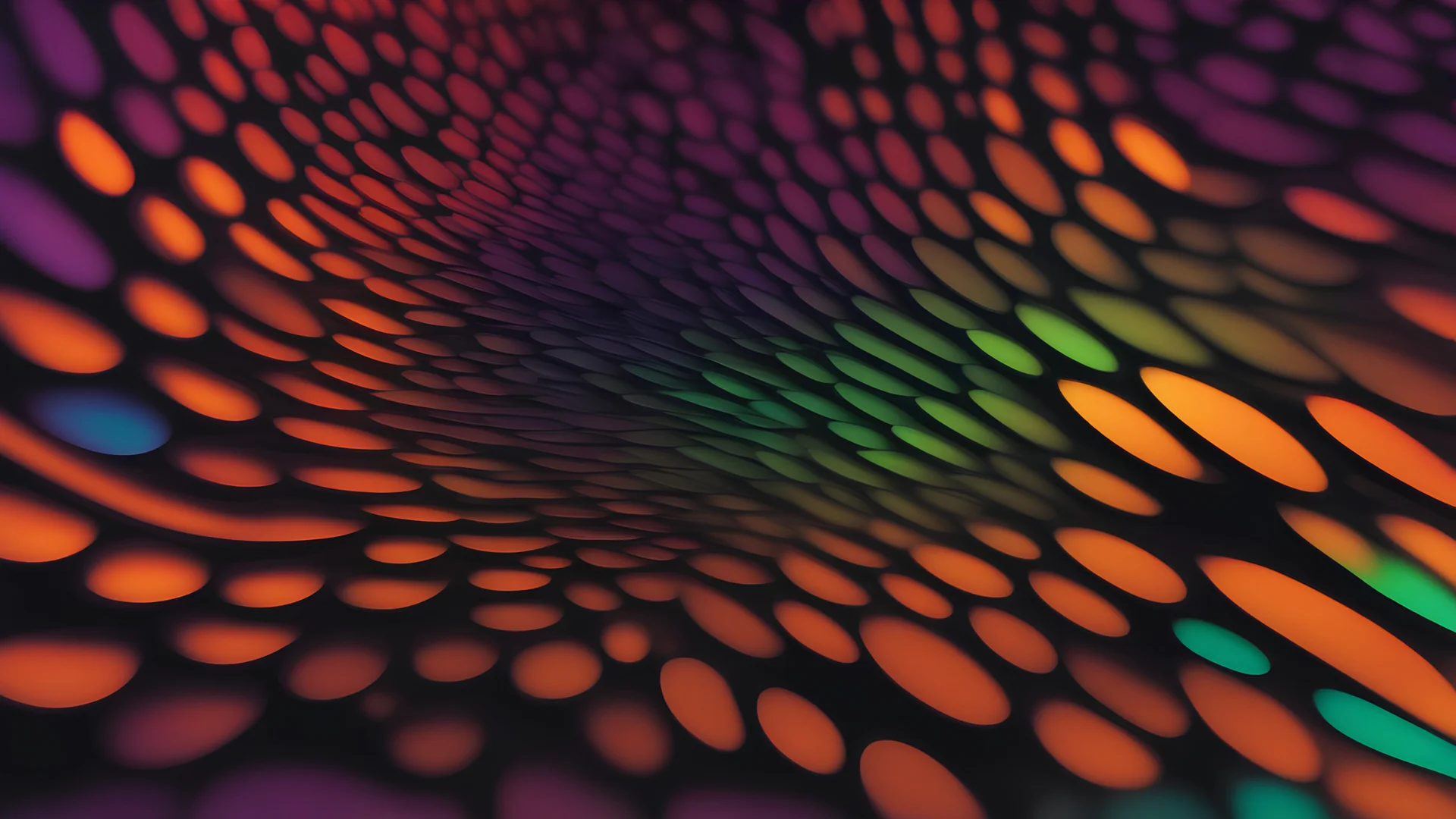 Grainy color gradient background, abstract vibrant colors, grain texture, blurred orange purple green spots on black