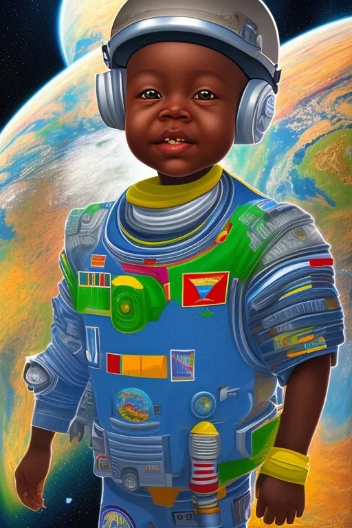 african baby in space, ghana trotro, high detail