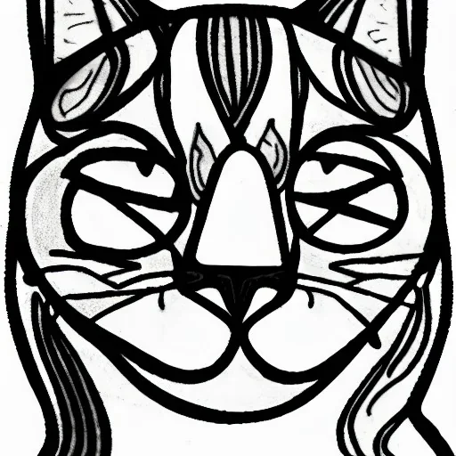 Cat Heads Coloring Pages for adult Realistic Cats drawing line art