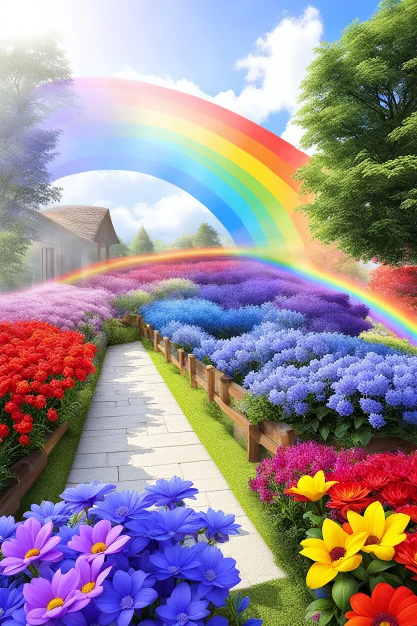 rainbow, colors, very beautiful, ,flowers garden,