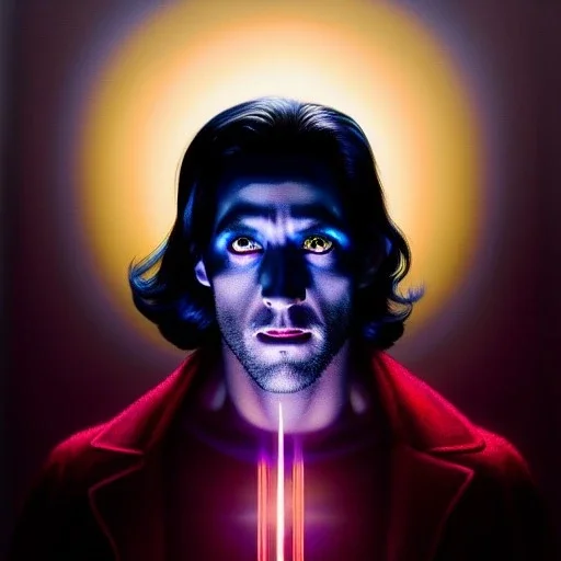 Ultra detailed fullbody Portrait in oil on canvas of Nightcrawler Xmen , extremely detailed digital painting, extremely detailed face,crystal clear Big Glowing eyes, mystical colors ,perfectly centered image, perfect composition, rim light, beautiful lighting, 8k, stunning scene, raytracing, anatomically correct, in the style of robert e howard and Ken Kelley and Ohrai Noriyoshi and Simon Bisley and tomzj1