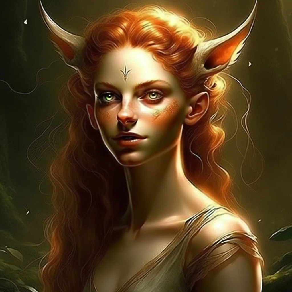 pretty girl, aged 19, ginger, faun, satyr, fantasy, attractive, narnia, realistic lighting