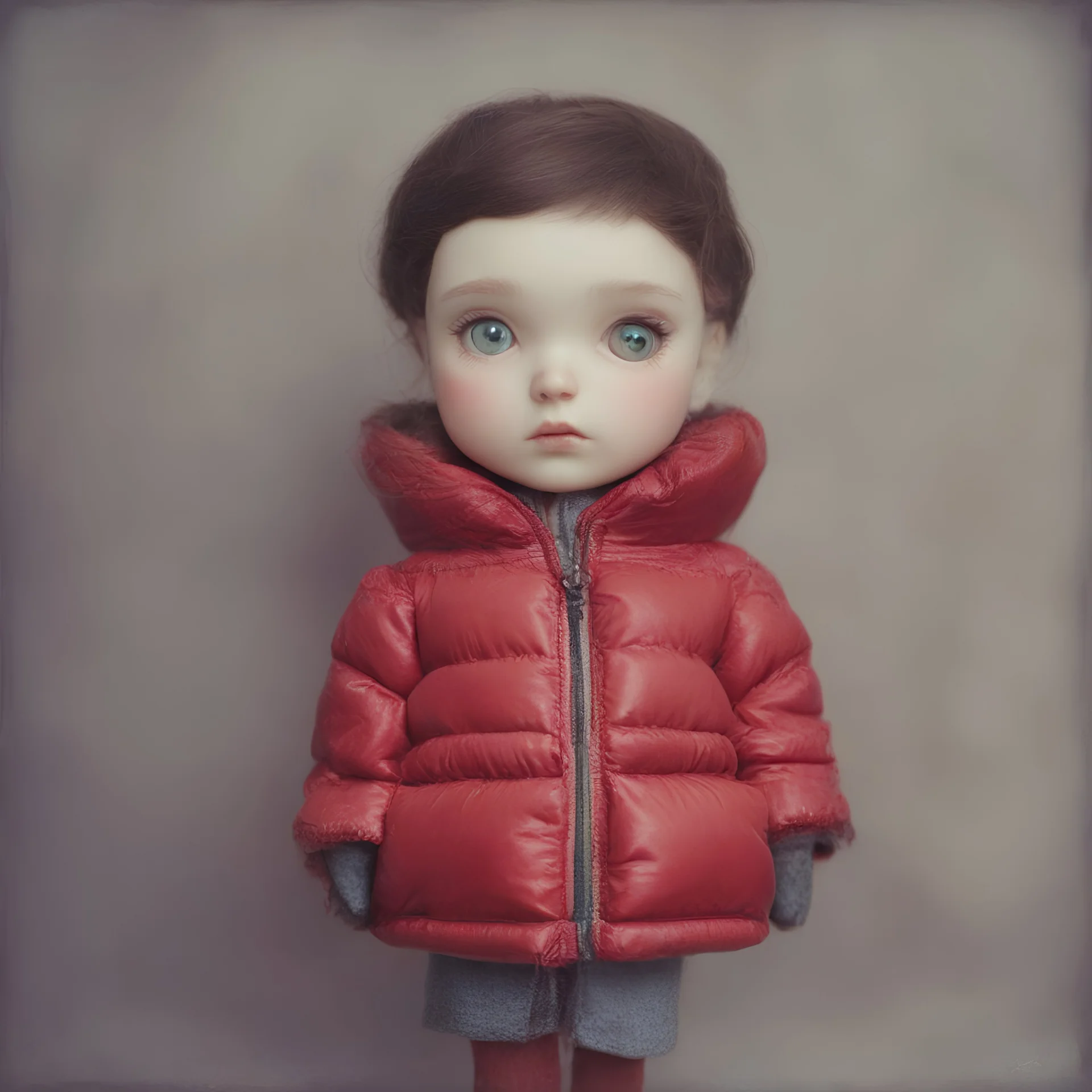 Blythe doll, red, autochrome, plastic puffy jacket