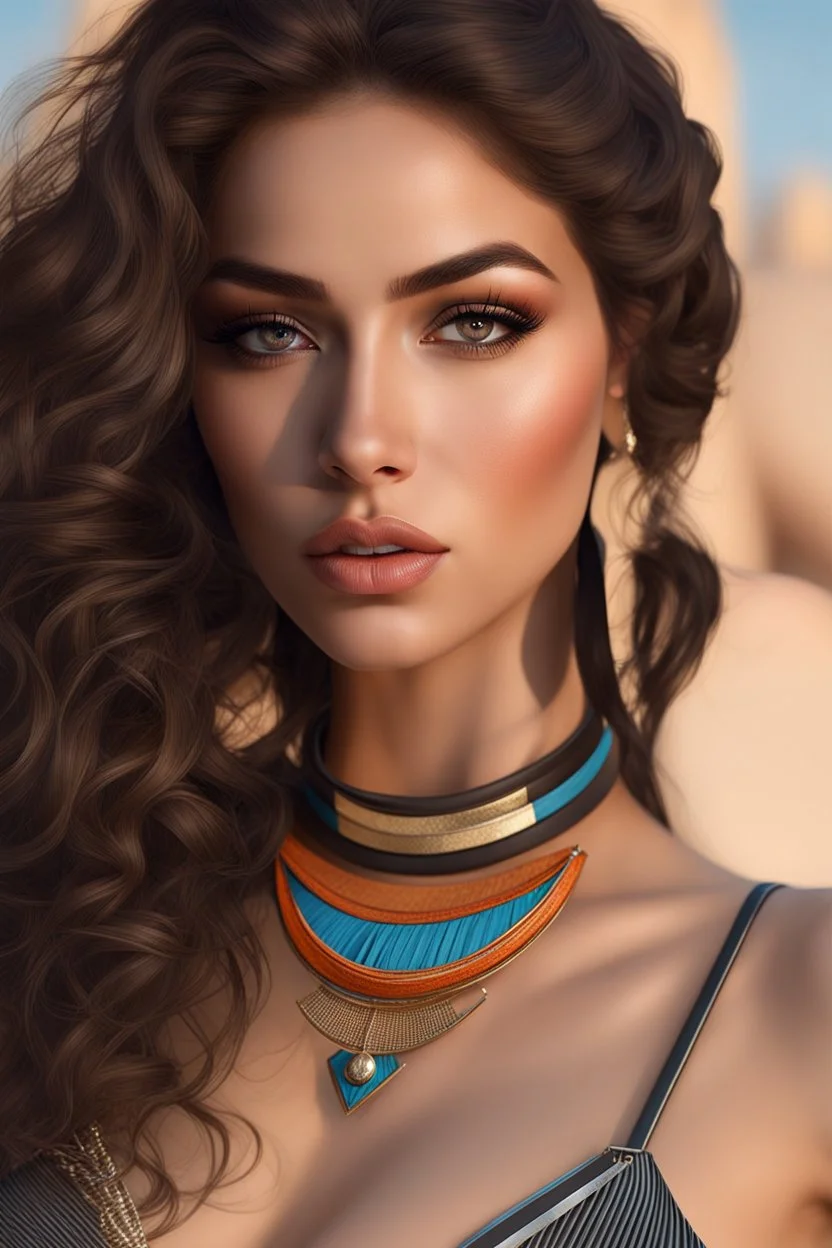 top heavy,this girl is 21 year old girl name Tania Nassar FROM EGYPT inspired by HERMÈS and Jean Paul Gaultier, ((perfect face)), his skin is soft to the touch and gorgeous to look at,sophisticated composition,Natural Beauty, intricate, elegant, colorful, wlop, artgerm, 8k, epic, sharp focus, hyper-realism painting, concept art, matte painting, 8 k resolution, digital art, filigree, rim lighting,