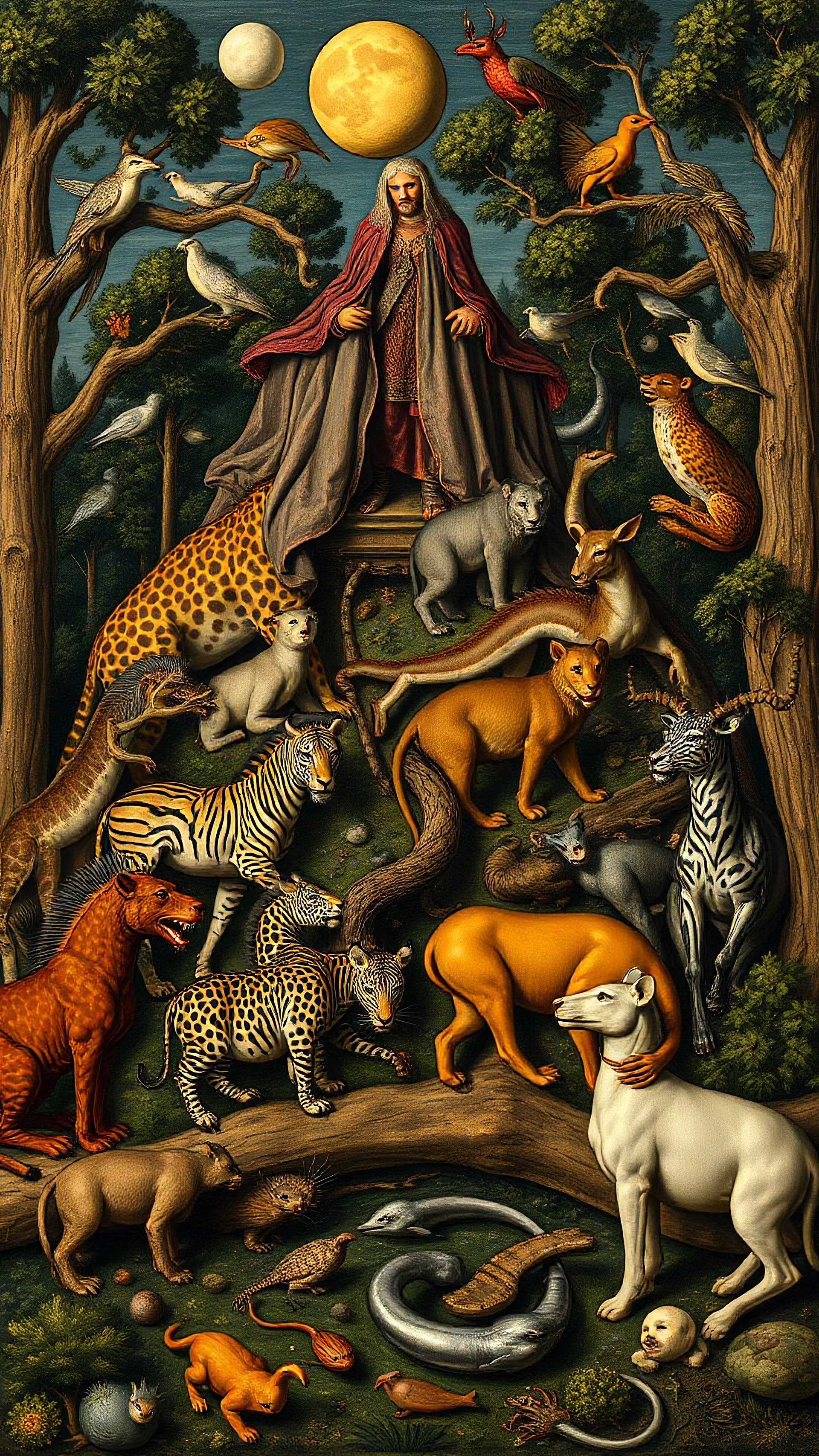 Hieronymus Bosch style , full of zoo animals