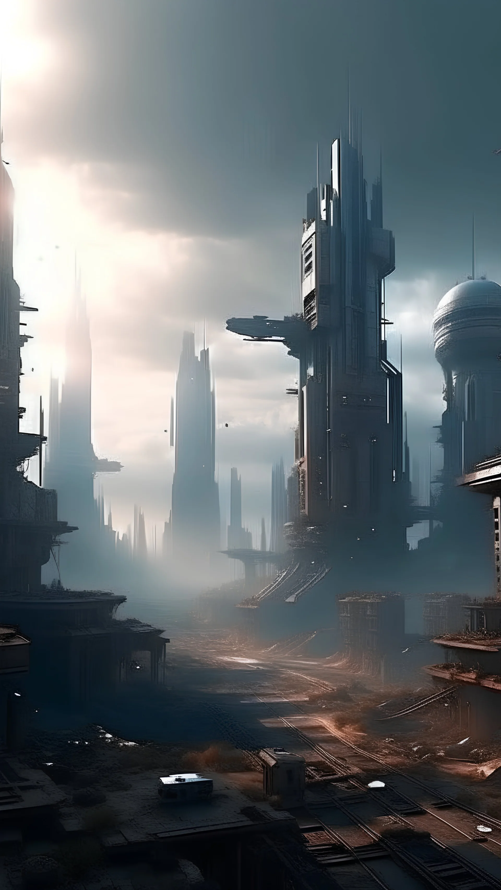 sci fi city, destructive environment