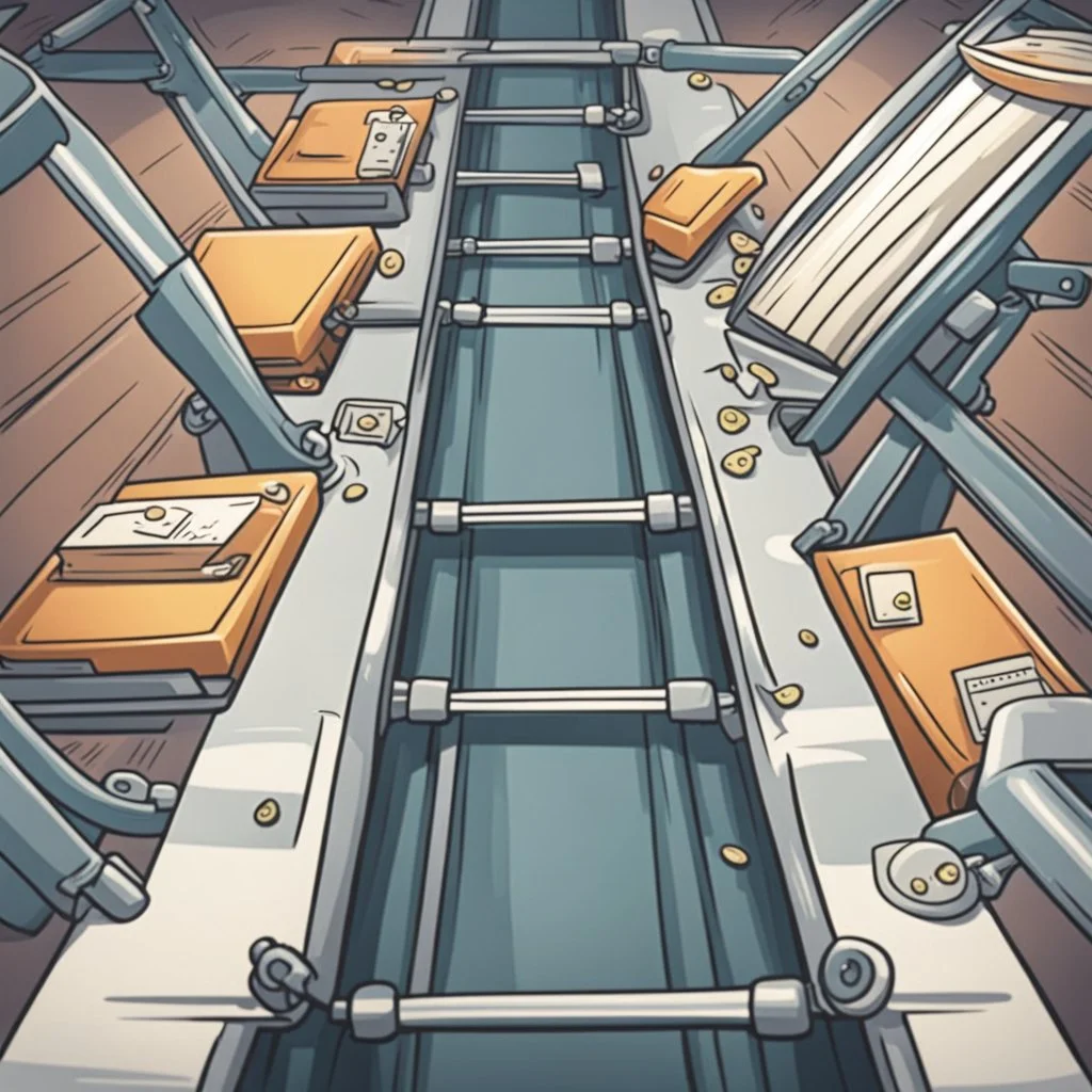 conveyor belt cartoon top down