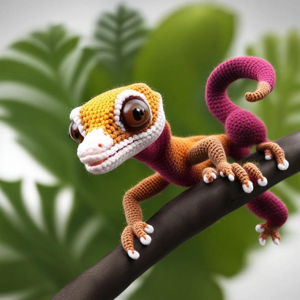 Crochet Satanic_Leaf_Tailed_Gecko, photorealistic