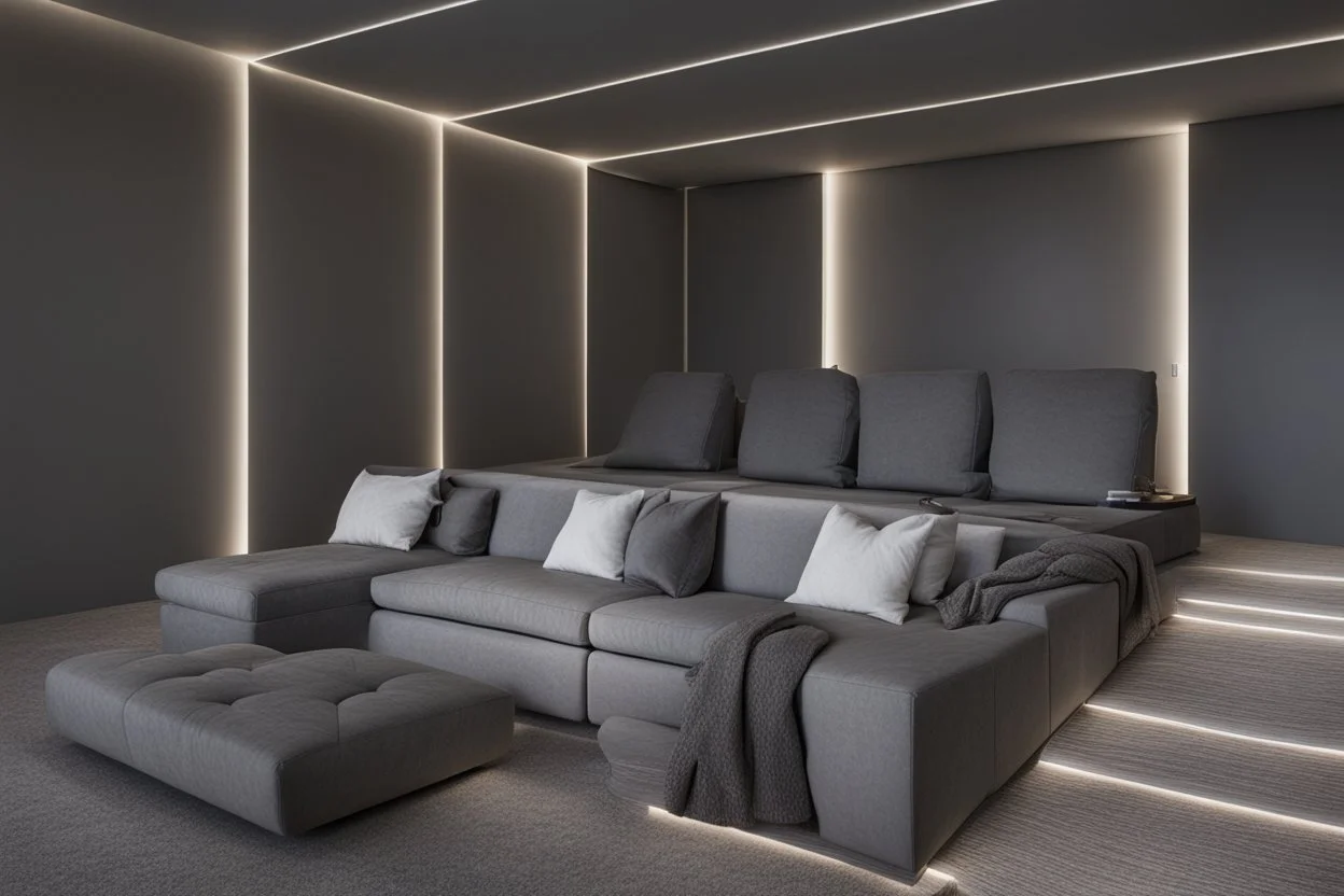 home cinema room with LED lighting in the walls make sure the room is completely symmetrical