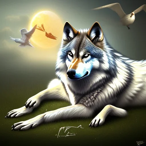 Wolf riding a Goose