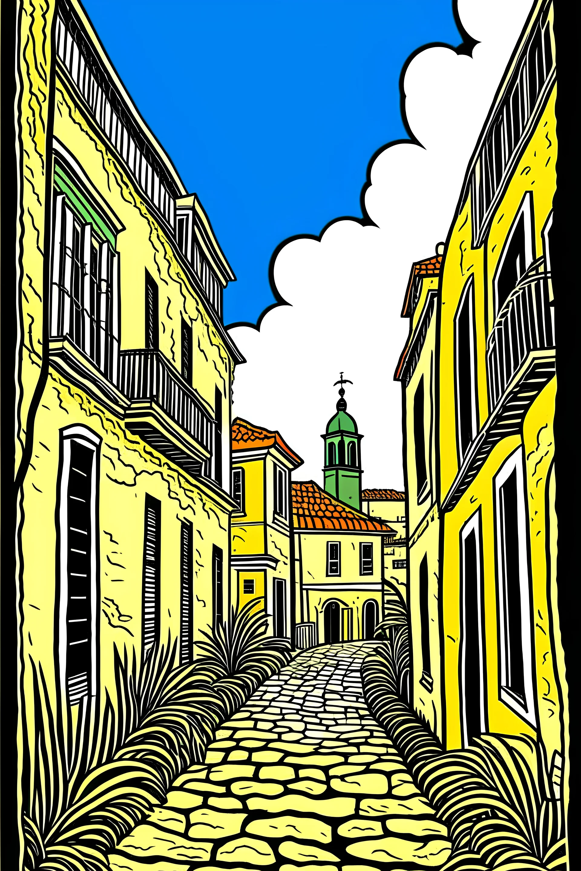 Image of the old San Juan in Picasso style