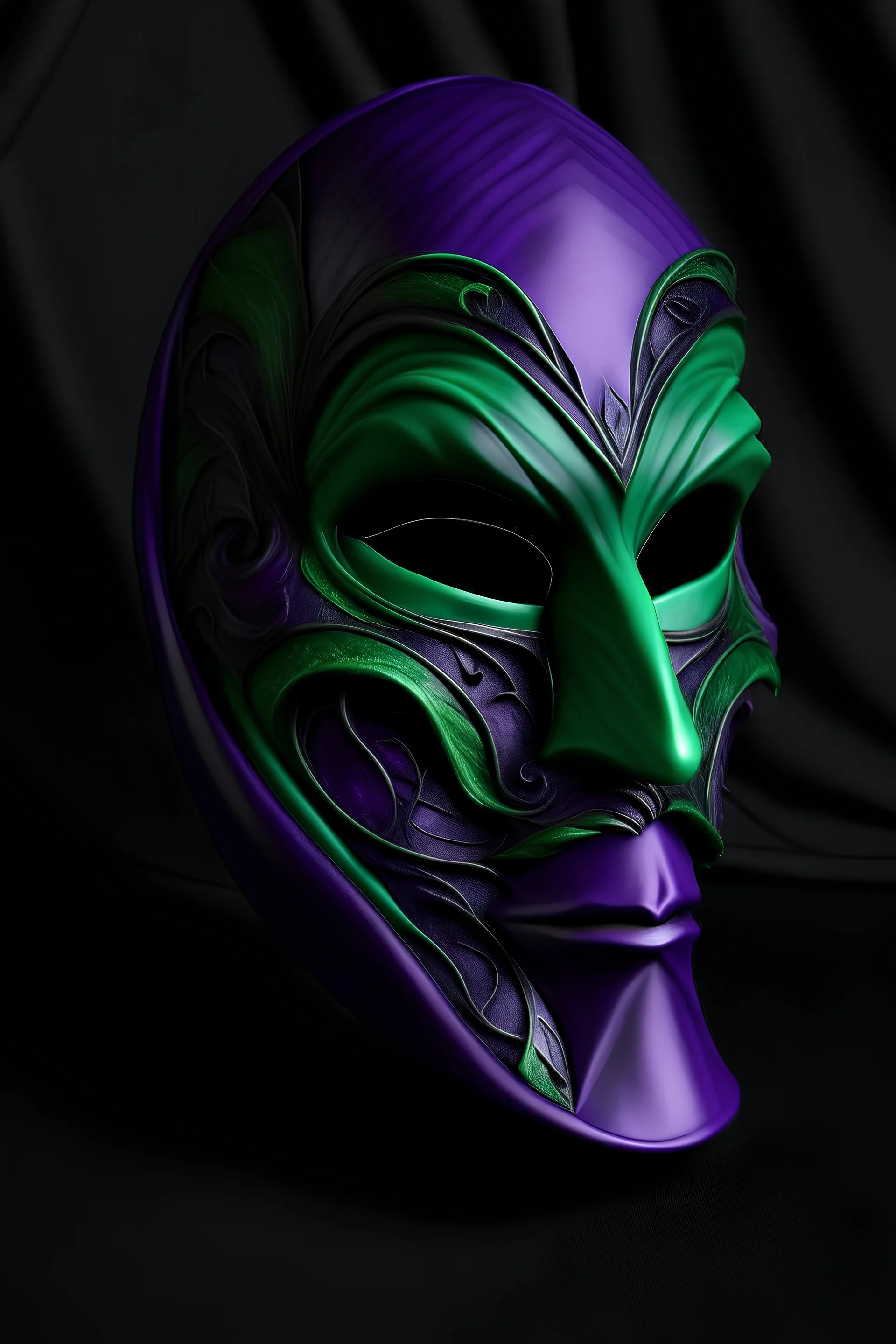 young. wizard. mask. deep green and purple