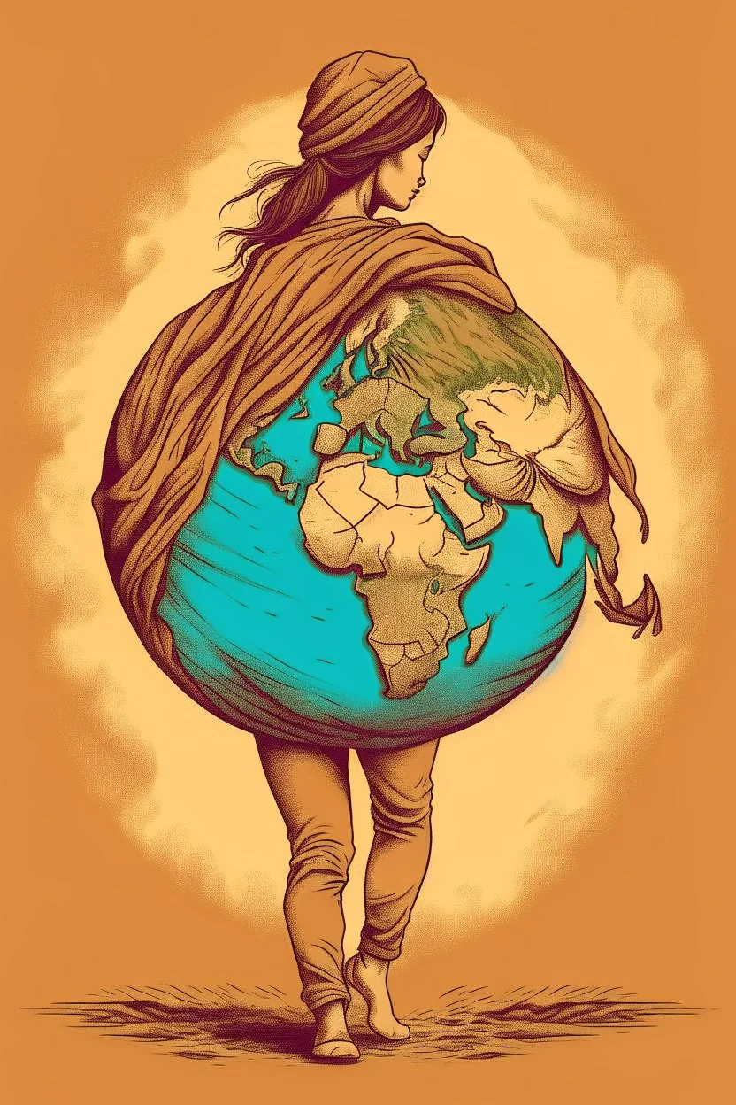 a woman carrying the earth on her back