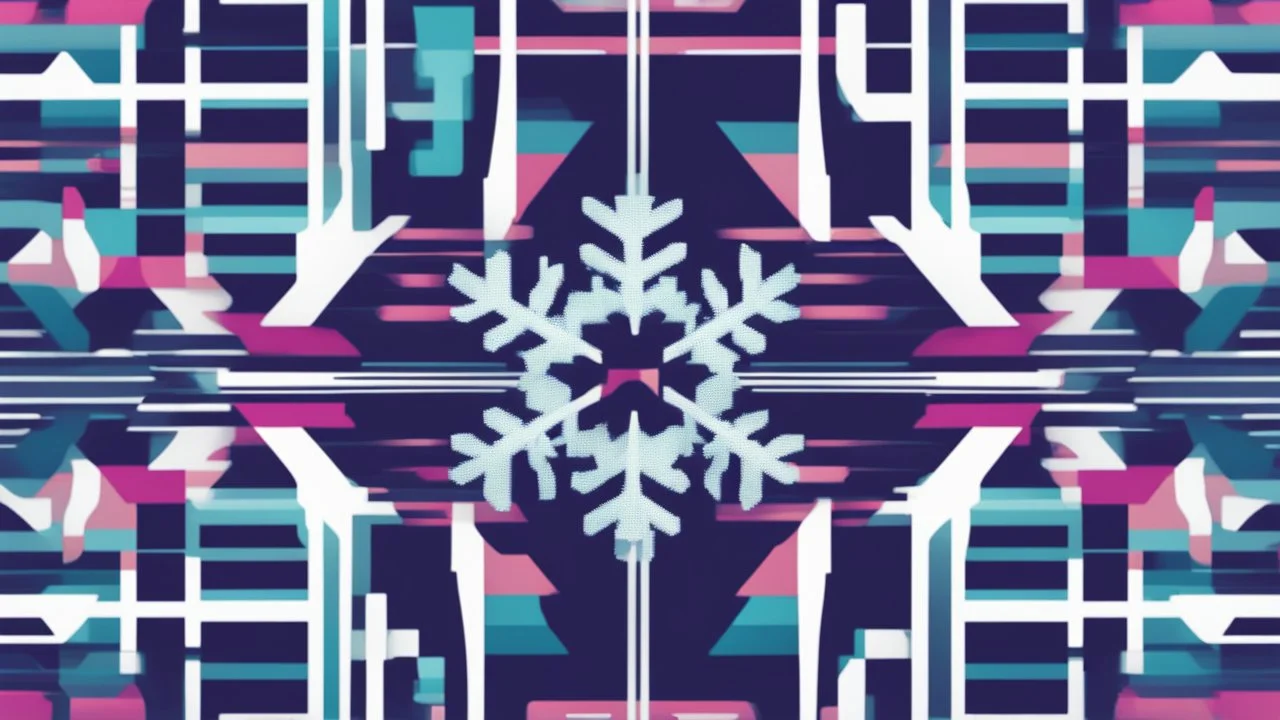 digital glitch pattern snowflake geometric abstraction