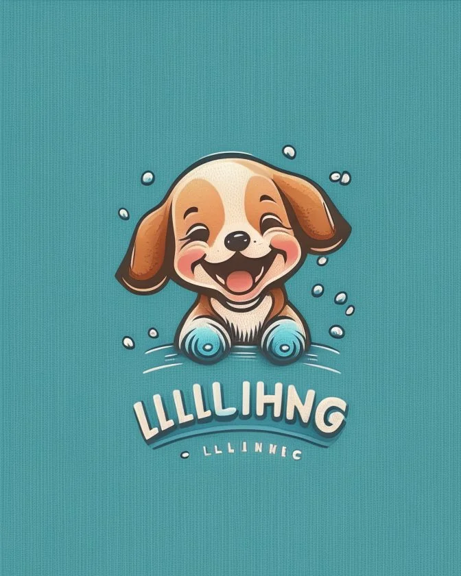 Laughing little puppy logo design Laughing little puppy logo design