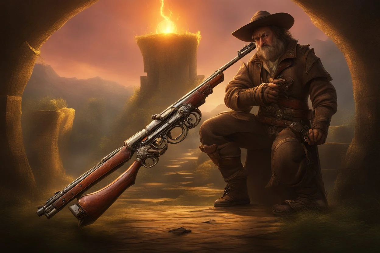 a double barrel shotgun in a fantasy setting that shoots electricity