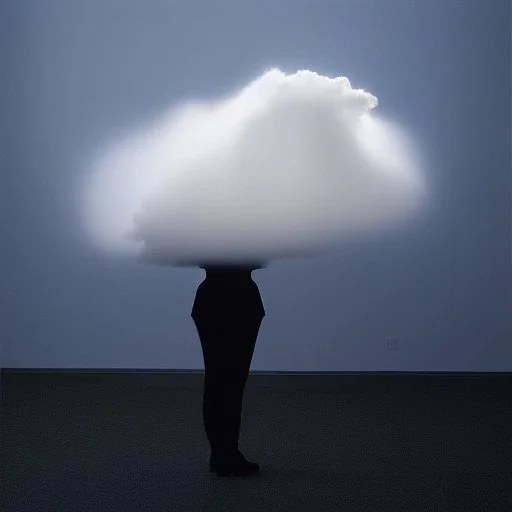 Full body portrait, painting, medium shot lady negative space volumetric cloud, neutral space volumetric cloud