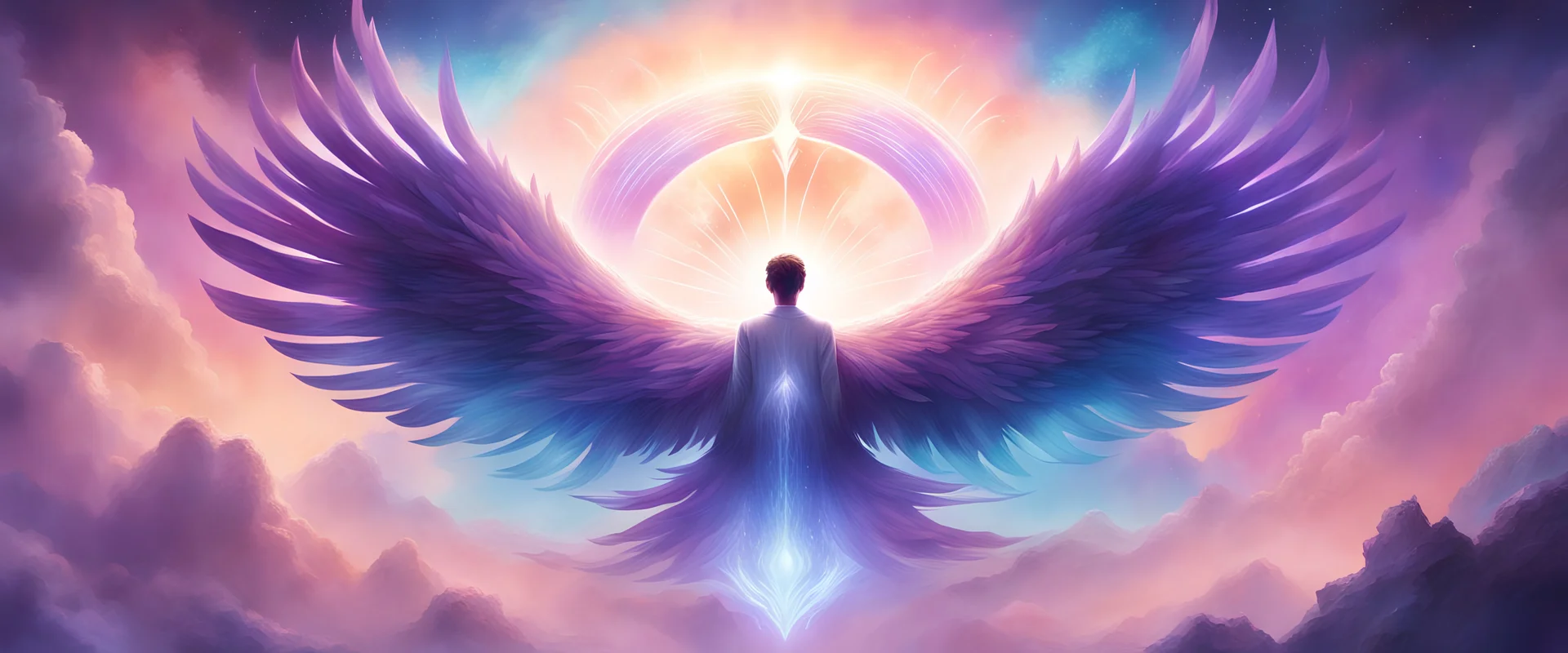 The album cover features a celestial dreamscape with cascading clouds and ethereal light. Soft pastel hues of purples and blues evoke a sense of serenity and emotion. Illenium's distinctive phoenix logo rises from the center, symbolizing the transformative and uplifting nature of the artist's melodic compositions.
