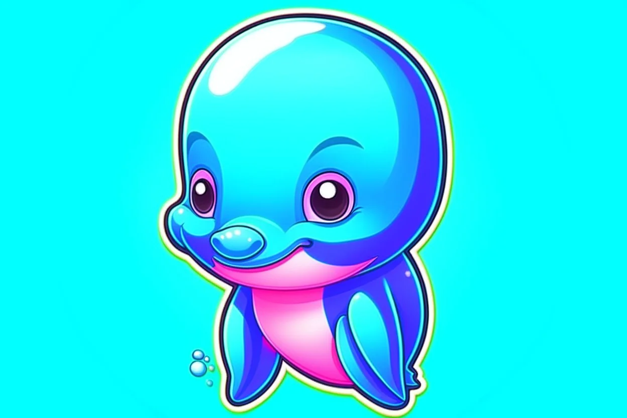 a cute avatar style illustration of a Dolphin.