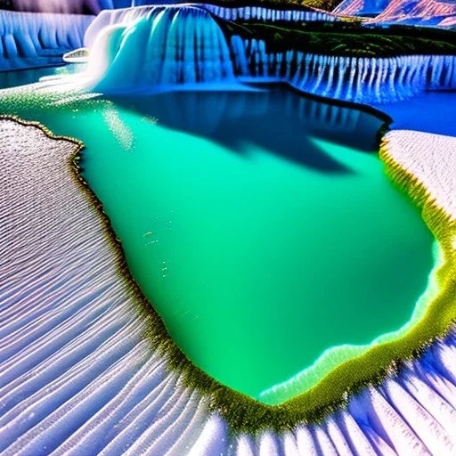 Pamukkale, Turkey, Iceland,aerial view,cloudy,extremely detailed digital painting, high resolution,8k, realistic, beautiful, volumetric lighting, mystical colors ,perfectly centered image, perfect composition, rim light, beautiful lighting,masterpiece, stunning scene, raytracing, anatomically correct, in the style Van Gogh and robert e howard and Ken Kelley and Ohrai Noriyoshi and Simon Bisley and tomzj1.