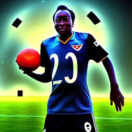 Portrait Pele joue football au paradis